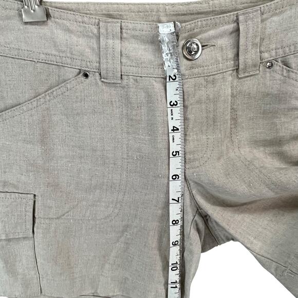 INC Beach Linen Cargo Shorts Womens 2 Beige Utility Casual Resort Travel Pockets - Picture 9 of 13
